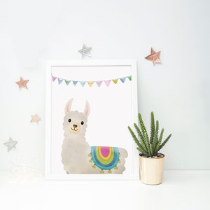 Watercolor Llama Print, Boho Nursery Wall Art, Alapaca Print, Cute Baby Llama, Nursery Kids Room Art, Playroom Decor, Digital Print
