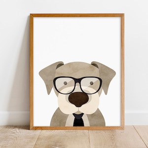 Impresión de gafas para perros, Impresión de gafas de animales, Impresión de vivero de perros, Arte divertido de la pared de la oficina, Impresión de pared de animales, Impresión de vivero de animales, Impresión digital