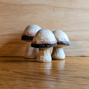 Handmade wooden oak mushrooms