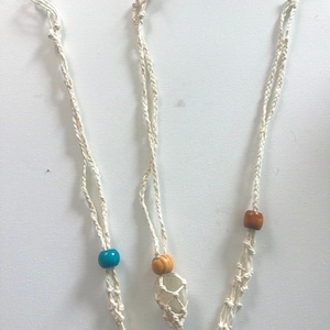 Custom Macrame Crystal Gemstone Rock Holder Necklace, Handmade Interchangeable Adjustable Netted Woven Basket Cage Necklace Healing Stones
