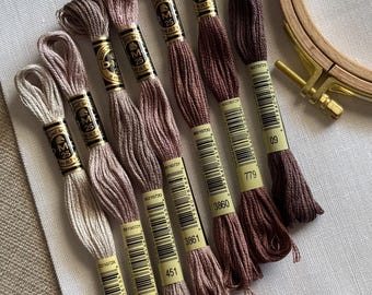 DMC Mouliné Spécial Six Stranded Embroidery Floss | Rustic Raisin Color Palette