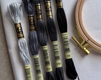 DMC Mouliné Spécial Six Stranded Embroidery Floss | Blue Jean Color Palette