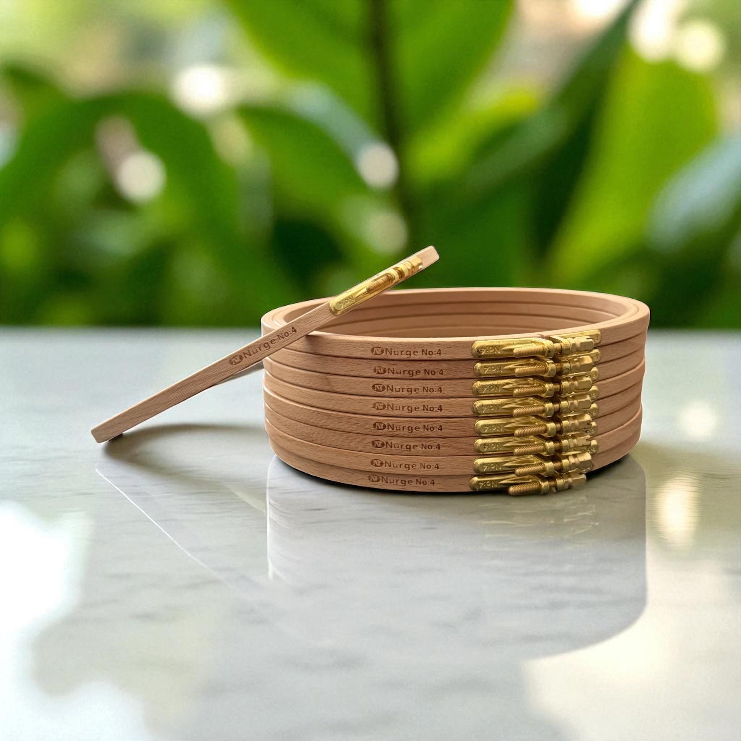 Nurge Beechwood Embroidery Hoop 7" | Pure Brass Bracket Fittings
