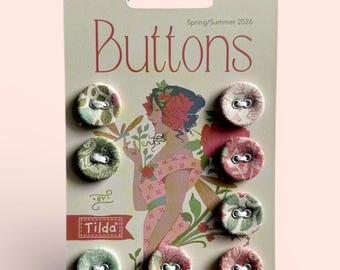 Tilda Songbird Collection - Fabric Covered Buttons
