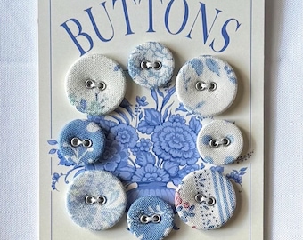 Tilda Something Blue Fabric Covered Buttons - Light Blue