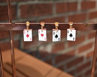 Playing Card Mix-and-Match Gold Stud-Style Earrings
