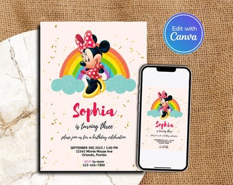 Editable Minnie Mouse Birthday Invitation – Pink & Black Polka Dot ...