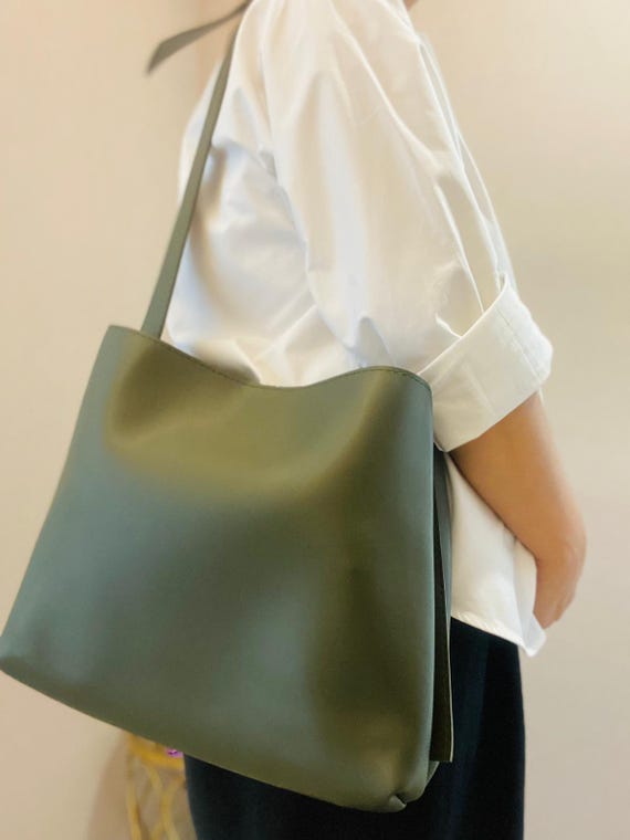 Olive Green Minimalist With Matching Pouch Soft Vegan