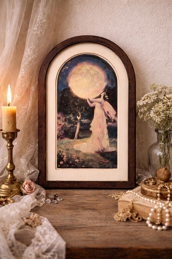 Handmade Moon Goddess Fairy Wall Art, Whimsical Decor