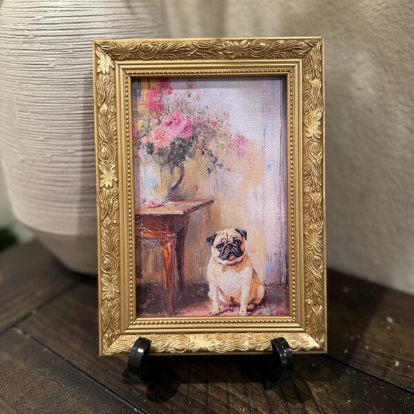 Pug in Ornate Vintage Frame-Canvas Print Home Decor