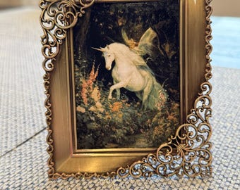Unicorn Canvas Print in Mini Frame Whimsical Decor