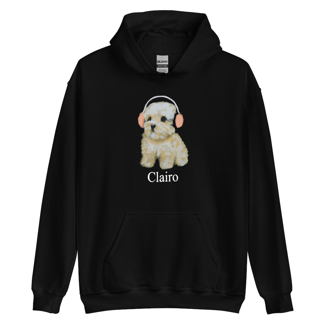 Clairo ドッグパーカー – ヘッドホンをつけたかわいい犬のグラフィック 