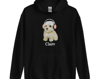 専用　CLAIRO DOG HOODIE Clairo Dog Hoodie, Funny Dog With Headphones Hoodie, Indie Music