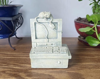 Vintage Retro Desktop Computer Mouse Bookend - 90s PC Tech Geek Gift & Office Desk Decor