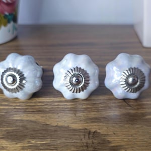 Iridescent Ceramic Pumpkin Knobs - Pearl Glaze Furniture Pulls, Boho Home Decor