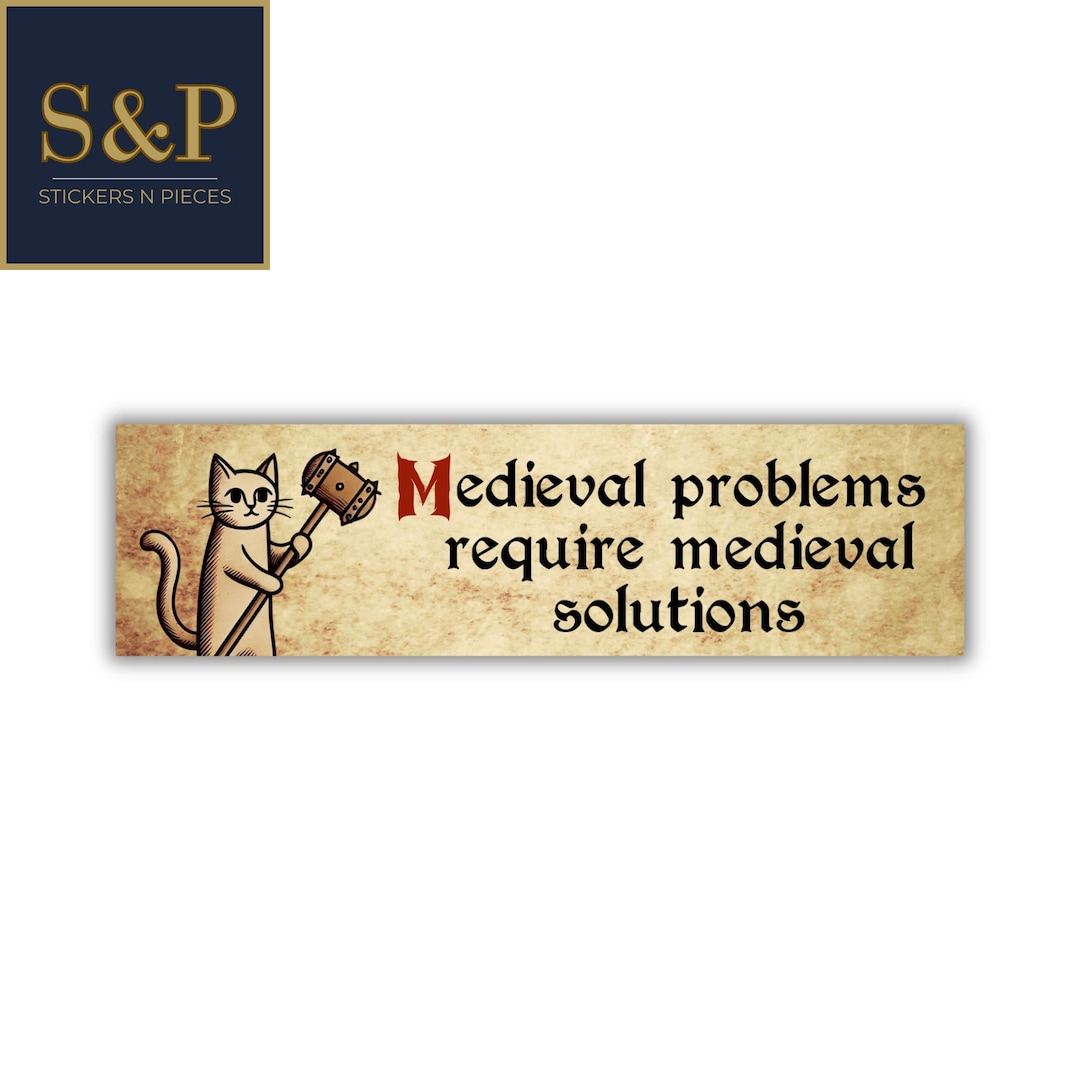 Medieval Cat Bumper Sticker: Funny History Buffs Vinyl Decal - Etsy