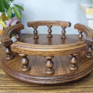 Vintage Amish Oak Lazy Susan, 9" Farmhouse Kitchen Turntable Server