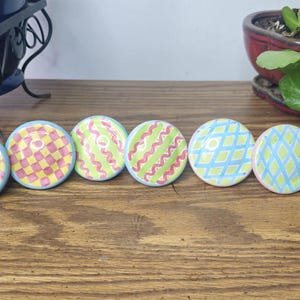 Authentic MacKenzie-Childs Ceramic Knobs - Set of 2: Check, Harlequin, or Squiggle - Retired Luxury Hardware