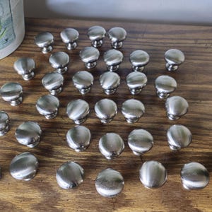 Vintage Brushed Nickel Cabinet Knobs Round Mushroom Drawer Pull Hardware