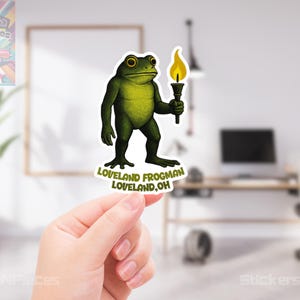Loveland Frogman Vinyl Sticker – Cryptid Frog Car Decal, Urban Legend Sticker, Mythical Creature Gift, Waterproof Frogman Laptop Sticker