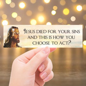 Jesus Meme Bumper Sticker - Funny Jesus Quote I Died for This Joke Vinyl Sticker, Funny Gift for Christian, Funny Christian Pastor Gifts