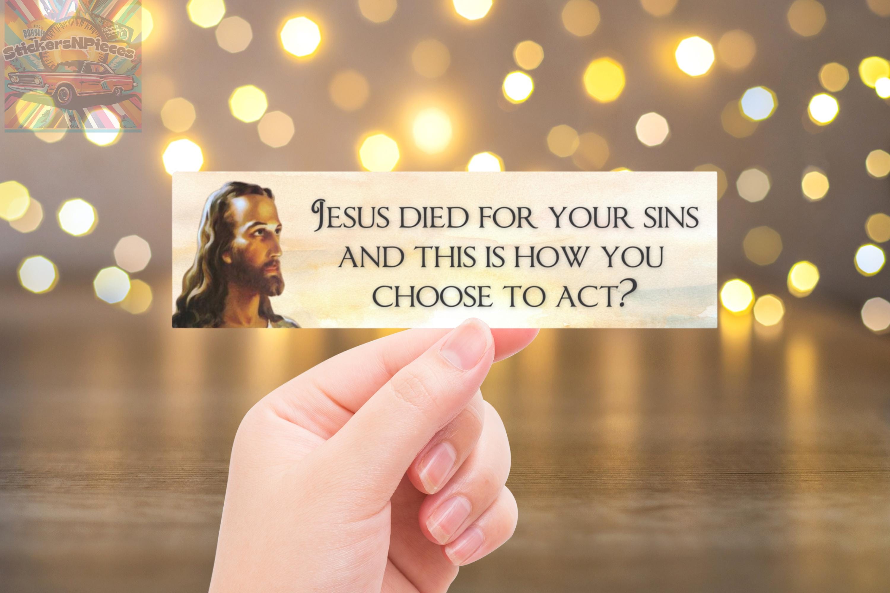 面白いイエスのミームのバンパーステッカー：キリスト教のユーモアギフト - Etsy 日本, image size:3000x2000