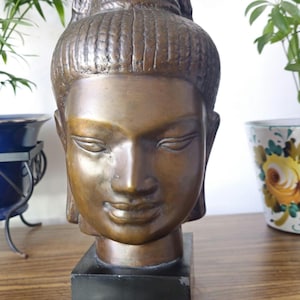 Antique Bronze Bust – Early 20th C. Hindu Sculpture, Artisan Seal