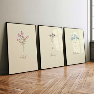 3xSet Sabr, Shukr, Dua, Sabir, Sükür, Islamische Wandkunst, Muslimische Wandkunst, Arabische Poster, Modern Minimalistisch Islamische Poster