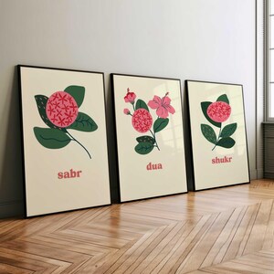 3xSet Sabr, Shukr, Dua, Sabir, Sükür, Islamische Wandkunst, Muslimische Wandkunst, Arabische Poster, Modern Minimalistisch Islamische Poster