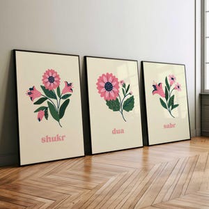 3xSet Sabr, Shukr, Dua, Sabir, Sükür, Islamische Wandkunst, Muslimische Wandkunst, Arabische Poster, Modern Minimalistisch Islamische Poster