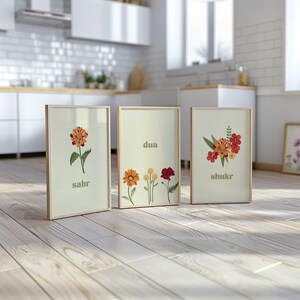 3xSet Sabr, Shukr, Dua, Sabir, Sükür, Islamische Wandkunst, Muslimische Wandkunst, Arabische Poster, Modern Minimalistisch Islamische Poster