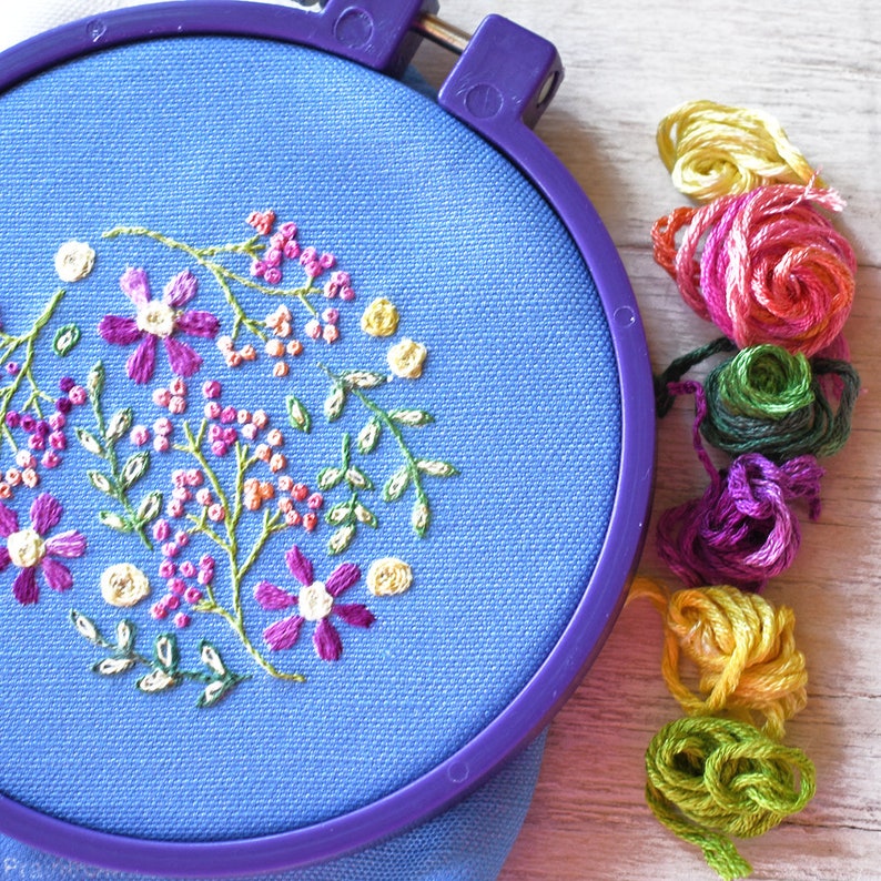 Embroidery Kit DIY Needlebook Crewel Embroidery Pattern Flower Circle Needle Book sewing storage Crewel Embroidery Kit, Prairie Garden image 8