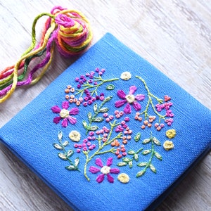 Embroidery Kit DIY Needlebook Crewel Embroidery Pattern Flower Circle Needle Book sewing storage Crewel Embroidery Kit, Prairie Garden image 1