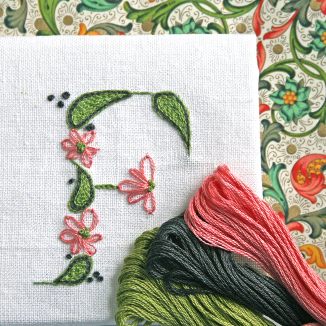 DIY Pdf Crewel Embroidery Pattern Monogram R is for Rose Instant ...