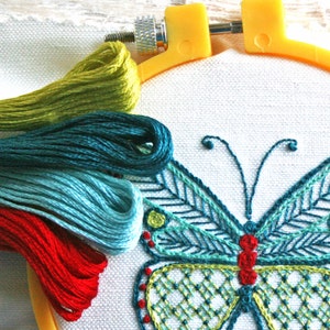 Butterfly Embroidery Pattern, Embroidery Pattern, pdf, Crewel, Cairns Birdwing Butterfly, digital pattern kit, Prairie Garden image 4