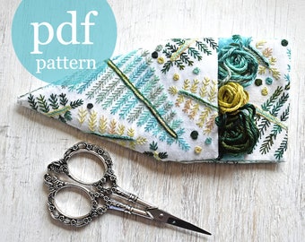 pdf pattern,Embroidery Kit, Scissor Holder Embroidery Kit,  Scissor Case Embroidery Project,  Embroidery Pattern, diy kit, Prairie Garden