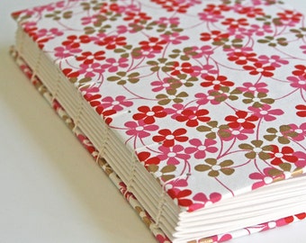 Pink Flowers Handmade Book - Available to Ship Now