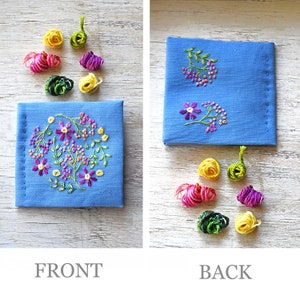 Embroidery Kit DIY Needlebook Crewel Embroidery Pattern Flower Circle Needle Book sewing storage Crewel Embroidery Kit, Prairie Garden image 3