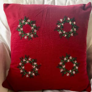 Christmas Embroidery, DIY Pattern, pdf, Christmas Wreath in Red and Green Christmas Crewel Embroidery digital download tutorial image 7