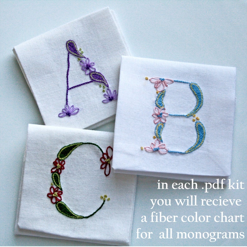Crewel Embroidery, DIY Pattern, Pdf Pattern, Monogram, C is for ...