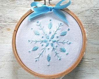 Embroidery pattern,  Christmas Embroidery Pattern kit Snowflakes Prairie Garden blue lilac needle book gift bag jewelry pouch  hanukkah