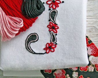 Monogram Crewel Embroidery pattern,  DIY Pattern, pd, Monogram, for Joy instant download tutorial ring bearer pillow christening