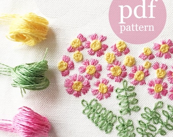 Embroidery Pattern Kit, Flower Heart Embroidery Kit, diy, Crewel Embroidery Kit, daisy heart, digital pattern kit, baby girl, Prairie Garden