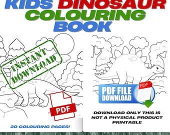 Afdrukbaar dinosauruskleurboek voor kinderen Downloadplezier 20 pagina's dinosaurussen