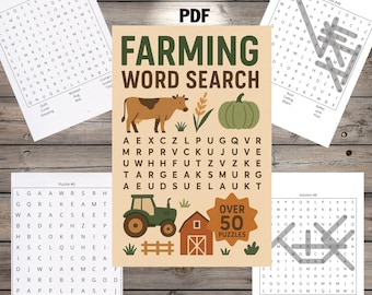 Farming Word Search Puzzle: Printable Game (Digital Download)