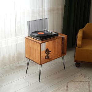 Mcm Side Table with Vinyl Storage, Versatile Cabinet for Audio Equipment