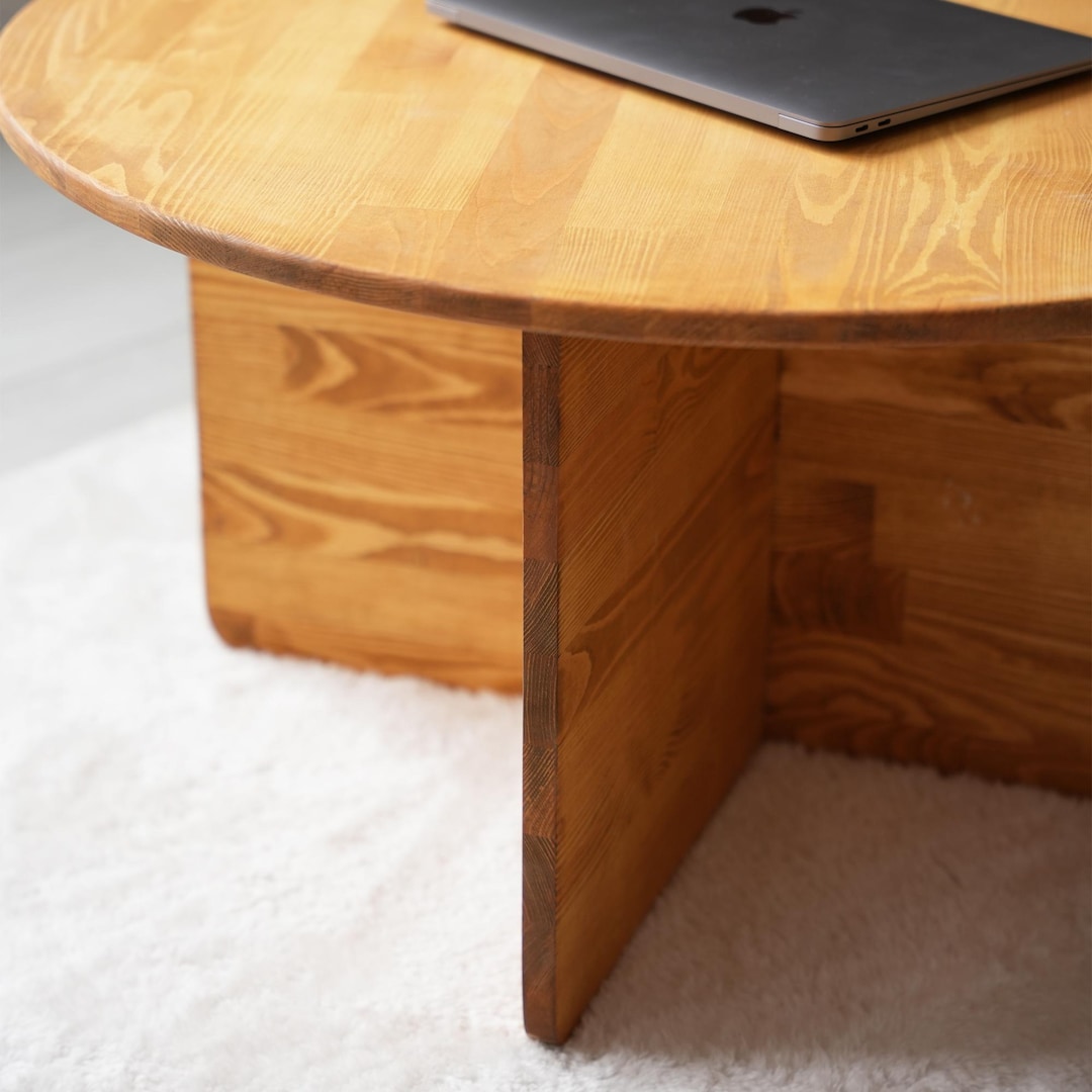 Handmade Rustic Round Oak Coffee Table, Modern Style - Etsy