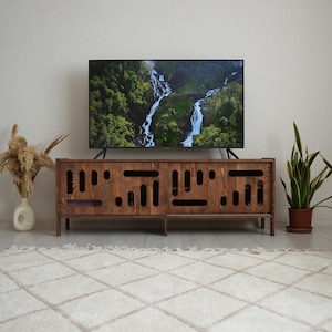 Wooden Custom TV Stand, Solid Wood Tv Console, Rustic Tv Stand with Storage, Handmade TV Stand