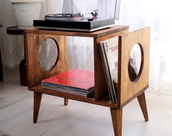 Record player station, Turntable Stand with storage, Schallplattenschrank