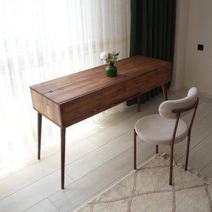 Custom Wooden Desk, Modular Home Office desk, Small Writing Table, Solid Wood Standing Desk, Mid Century Modern Office Table
